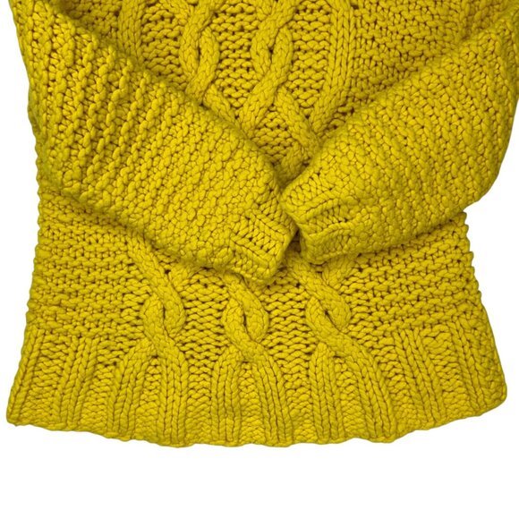 Loopy Mango Handmade Urban Fisherman Sweater S/M Sunshine Yellow Merino Wool - Picture 13 of 16